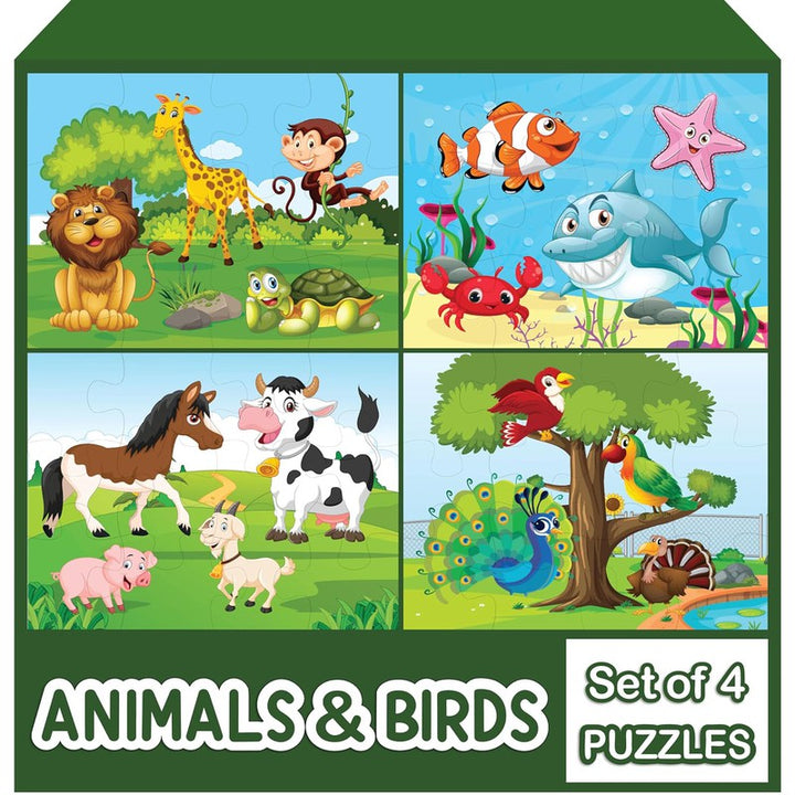 Animal and Birds Jigsaw Puzzle | Set of 4 (Multicolour, Size 10X8 inches)