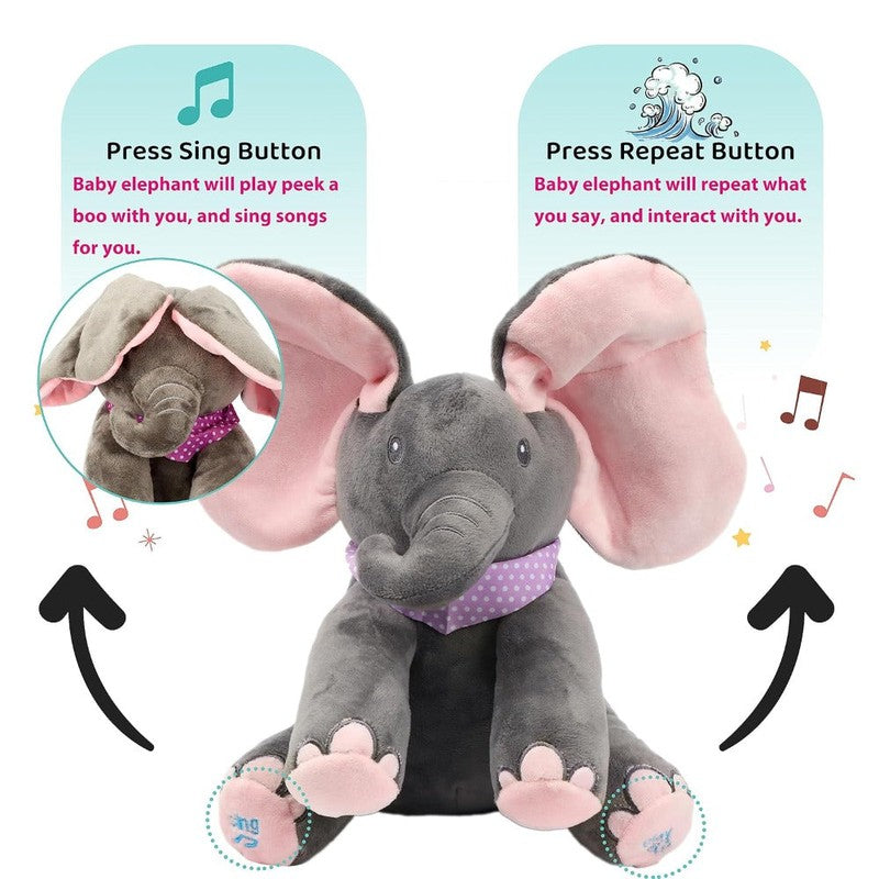 Peek A Boo Elephant Interactive Musical Talking Stuffed Animal