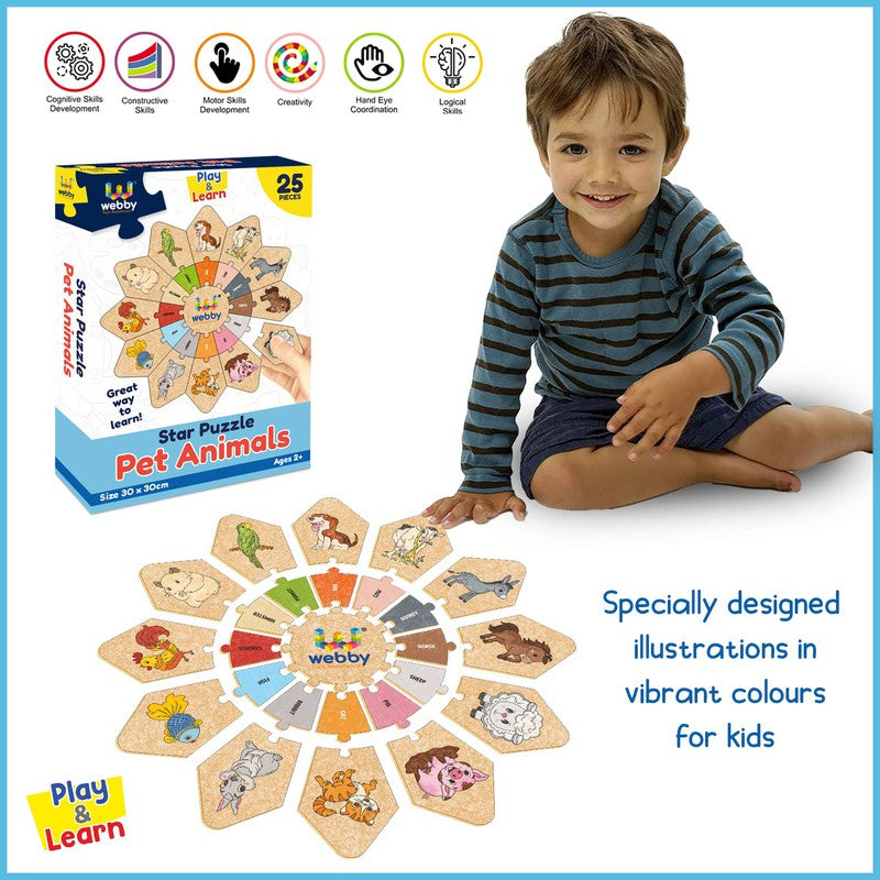 Domestic Animals - Star Jigsaw Puzzle, Montessori Early Educational Pre School Puzzle (25 Pcs)