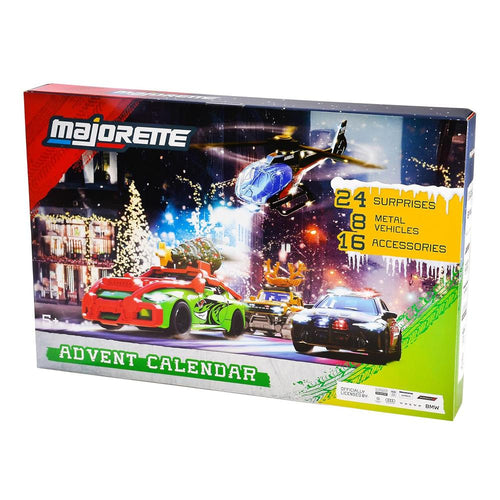 Majorette Car Advent Calendar 2025 - 24 Surprises, 8 Metal Vehicles & 16 Accessories