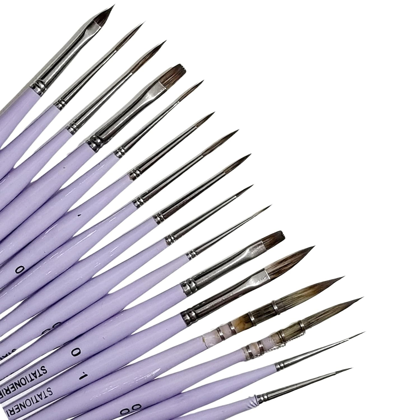 Set of 16 Synthetic Wood Paint Brushes | Miniliners, Miniature and Detailer | Lavender