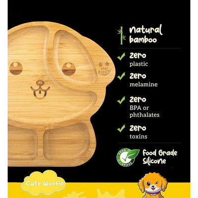 Woofie Baby Plate | Bamboo Suction Plates for Babies | Ideal for Baby-Led Weaning and Toddler Self-Feeding | Yellow