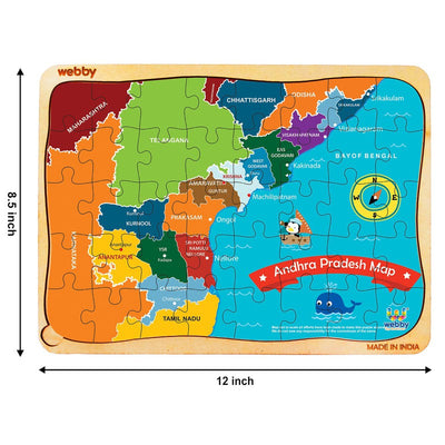 Andhra Pradesh Map Wooden Jigsaw Puzzle, 40pcs