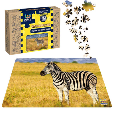 Zebra In The Grasslands Wooden Jigsaw Puzzle, 252 Pieces