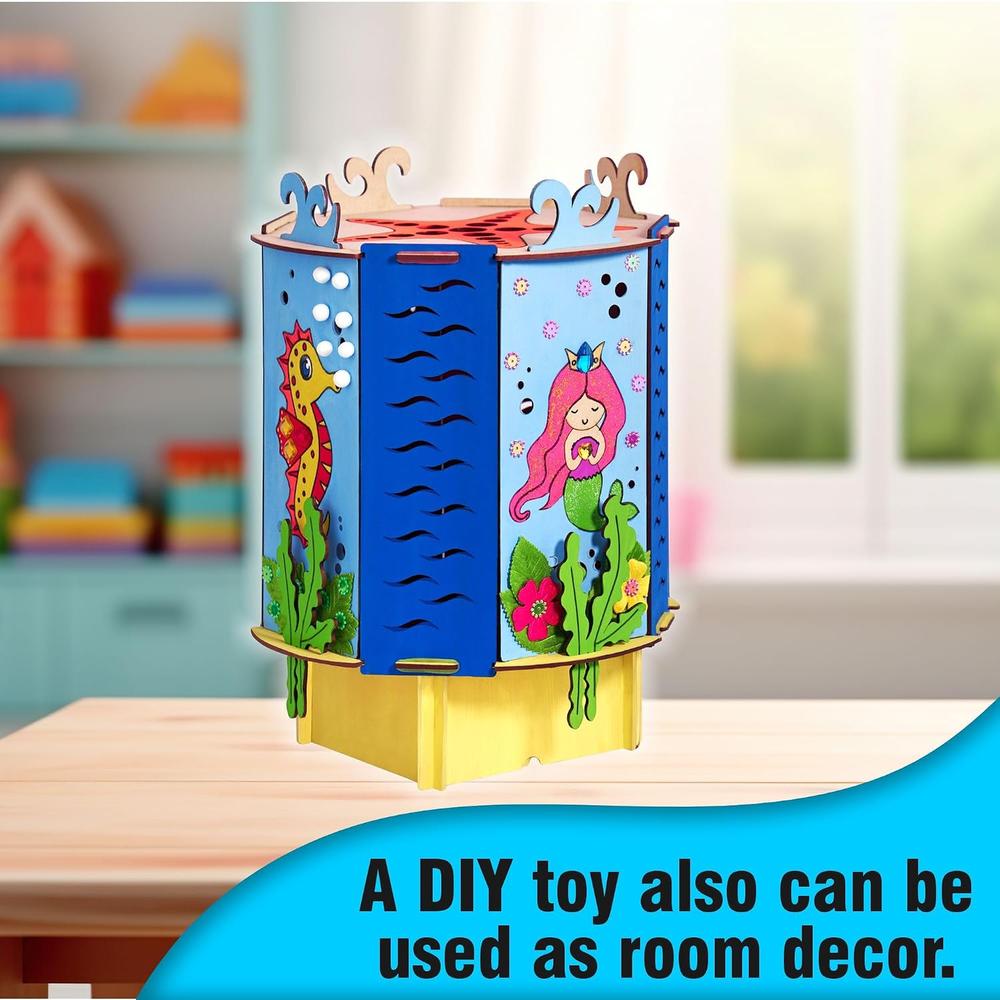 Happy Kidz Make Your Own Lantern DIY Craft Kit | Ocean Theme Wooden Lantern Making Set | Paint, Decorate & Assemble Activity for Kids