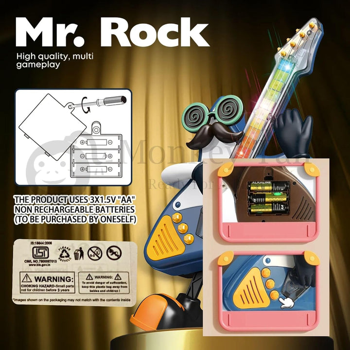 ToyBoi Mr. Rock Dancing Guitar Toy with Light & Music | Musical Moving Guitar Toy for Kids