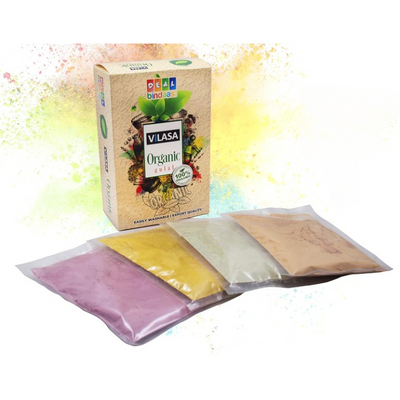 Vilasa Holi Organic Gulal (Pack of 1 = 200gm, 4pcs X 50gm )