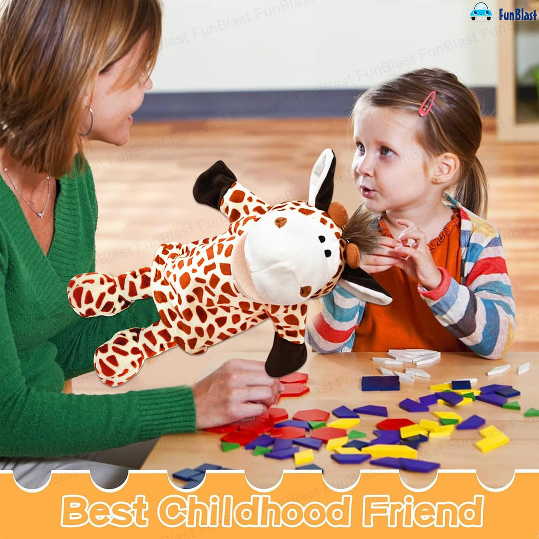 FunBlast Giraffe Hand Puppet | Soft Plush Animal Puppet with Movable Mouth for Storytelling & Kids’ Learning