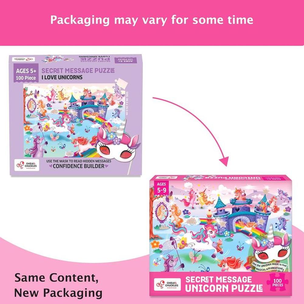 Chalk & Chuckles 100 Pieces Puzzle - Unicorn Secret Message (5-7 Years)