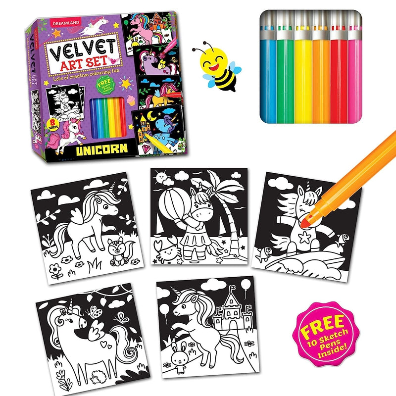 Unicorn - Velvet Art Set With 10 Free Sketch Pens