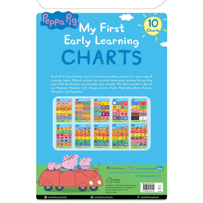 Peppa Pig - My First Early Learning Charts : Learning With Peppa (10 Charts - Alphabet, Animals, Birds, Colors, Fruits, Numbers, Opposites, Shapes, Transport, Vegetables)