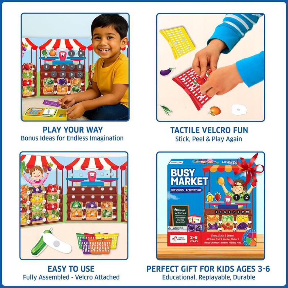 Chalk & Chuckles 6 in 1 Market Day Pre School Activity Kit (3-6 Years)