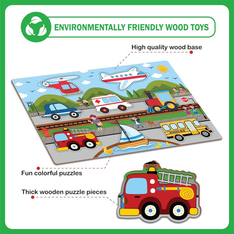 Wooden Transport Puzzle for Kids | Puzzle Board Toy for Pre-School