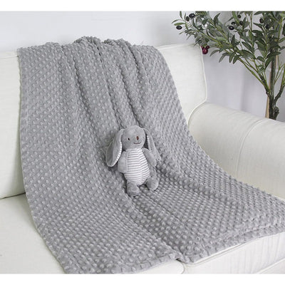 Premium Raised Dot Baby Blanket | Fuzzy, Warm, Cosy Soft Receiving Blanket for Toddlers |  Grey