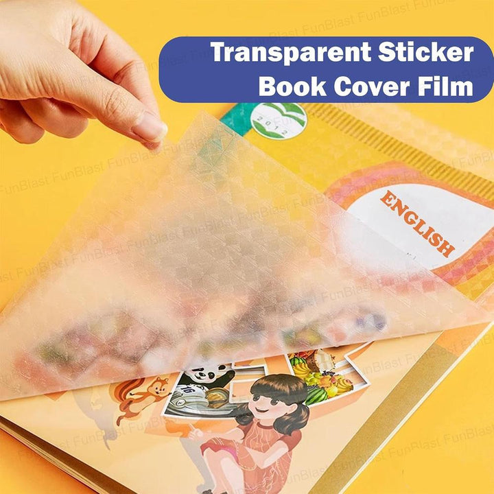 FunBlast Pack of 10 Transparent Sticker Book Cover Film | Waterproof Self-Adhesive Book Cover