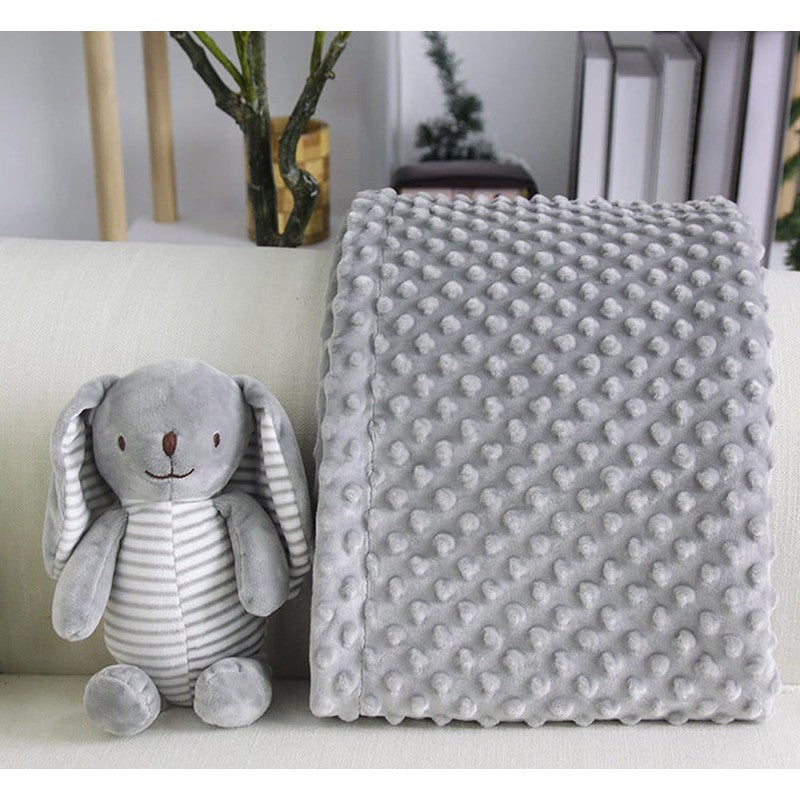 Premium Raised Dot Baby Blanket | Fuzzy, Warm, Cosy Soft Receiving Blanket for Toddlers |  Grey