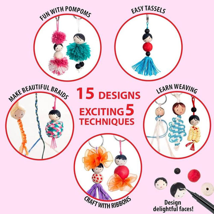 Chalk & Chuckles DIY Keychain Dolls Craft Kit - 15 Cute Creations (9 Years till Grown Ups)