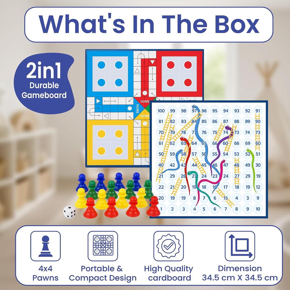 Ratna's Magnetic Snakes & Ladders with Ludo | 2-in-1 Board Game
