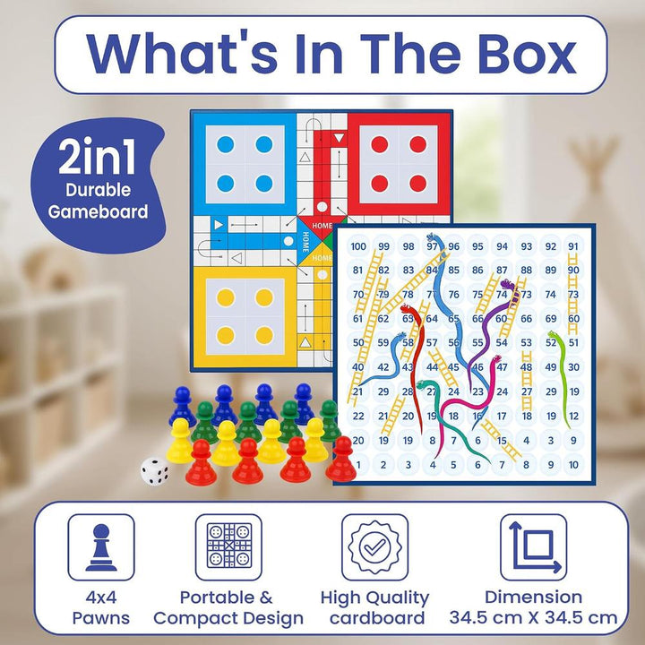Ratna's Magnetic Snakes & Ladders with Ludo | 2-in-1 Board Game
