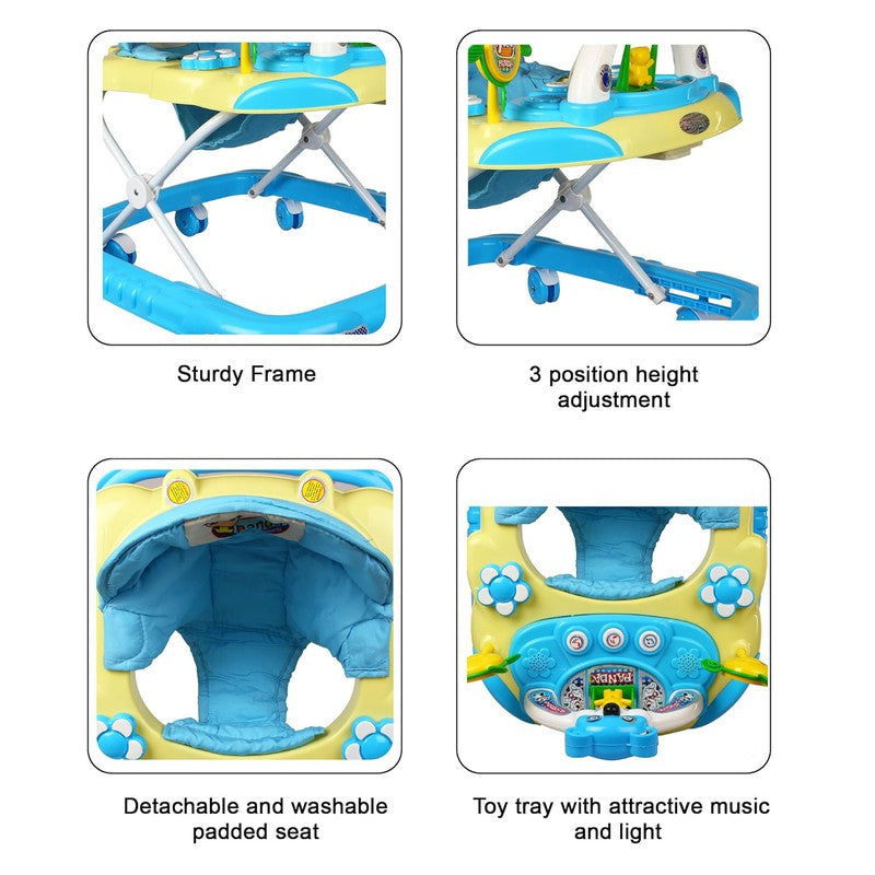 Baby Musical Walker - Foldable & Height Adjustable - Blue