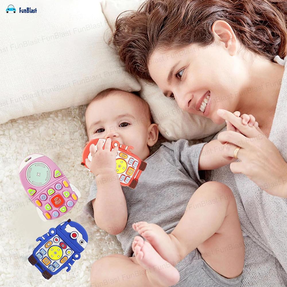 FunBlast Silicone Baby Teether | Robot & Rocket Teething Toys for Babies | Pack of 2 | Assorted Colour