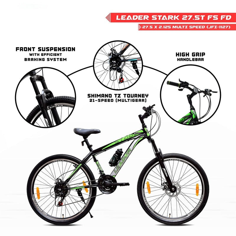 Stark 27.5T 21-Speed MTB Mountain Bicycle with Dual Disc Brake and Front Suspension | 12+ Years (COD Not Available)