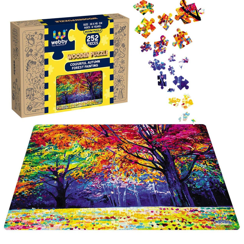 Colourful Autumn Forest Painting Wooden Jigsaw Puzzle - 252 Pieces