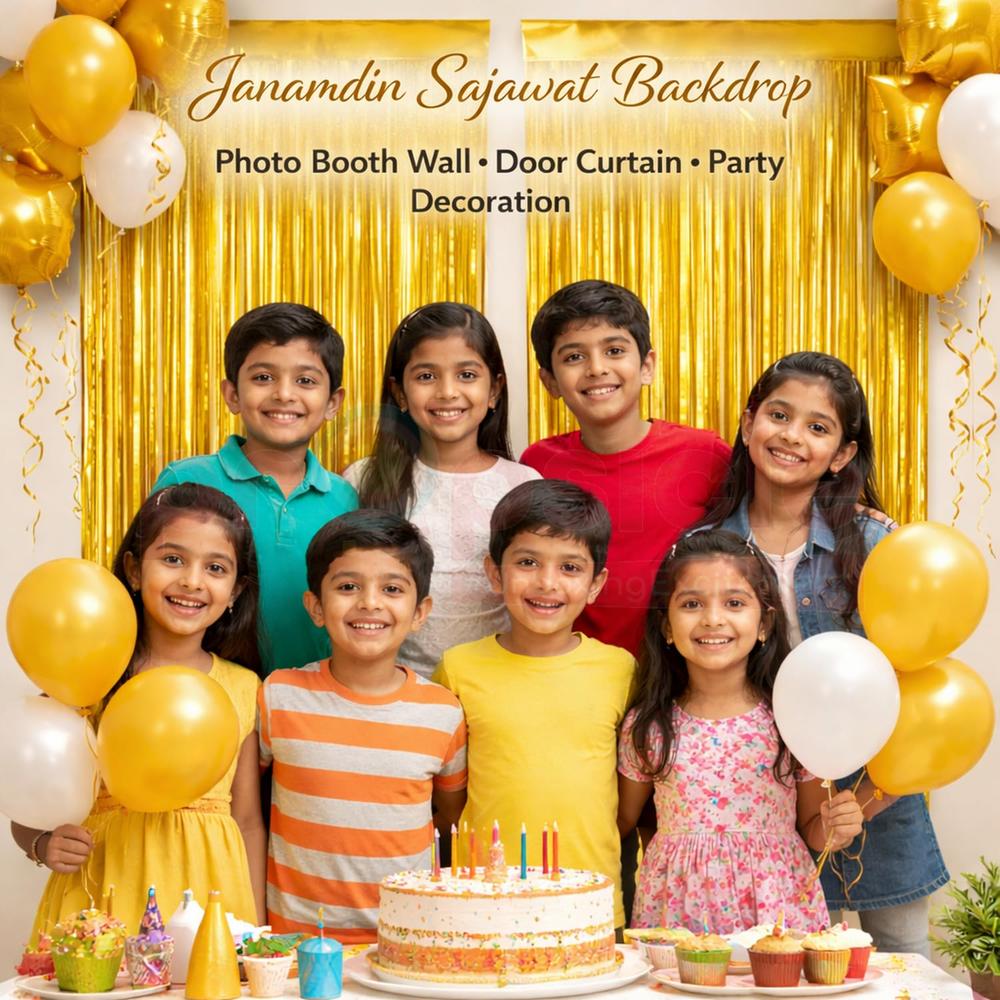 Golden Foil Fringe Curtain | Decoration for Birthday