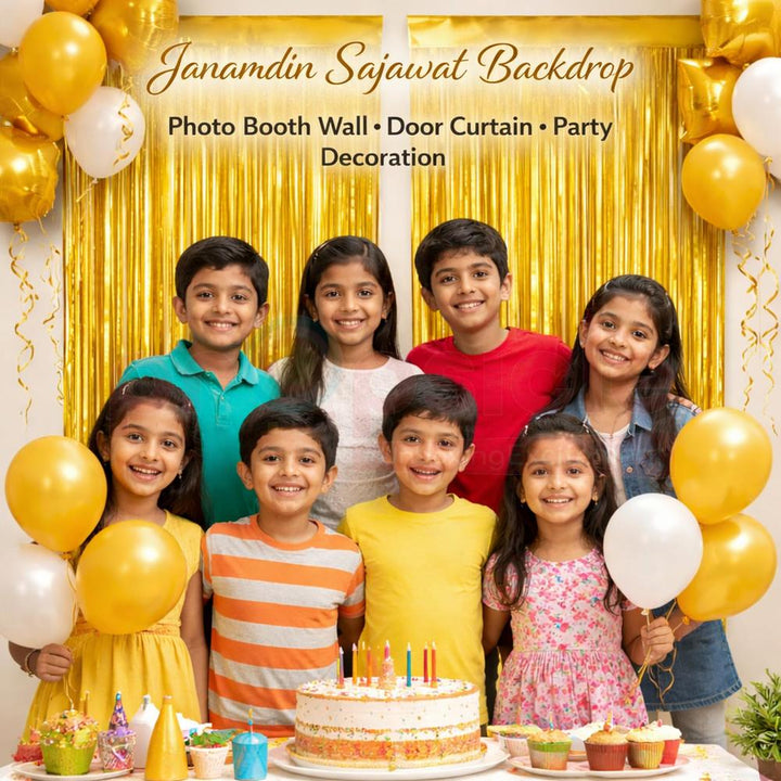 Golden Foil Fringe Curtain | Decoration for Birthday