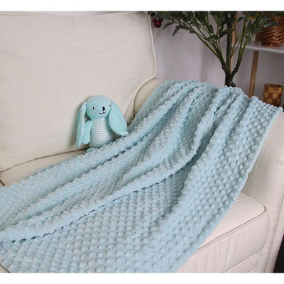 Premium Raised Dot Baby Blanket | Fuzzy, Warm, Cosy Soft Receiving Blanket for Toddlers | Light Cyan