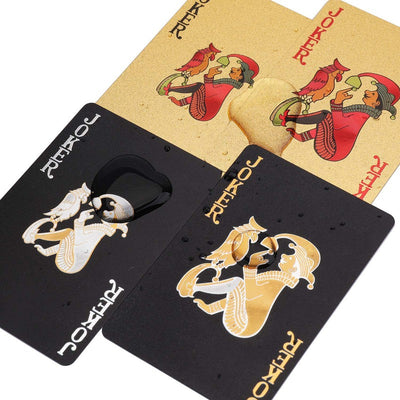 2 in 1 Luxury Golden and Black Deck of Waterproof Washable Poker Play Cards Use for Family Party Game