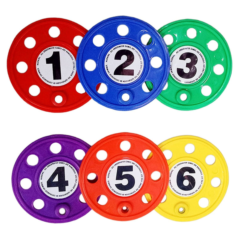 Fitfix Diving Discs with Numbers (Set of 6) | For Swimming Pool and Water Fun Activities