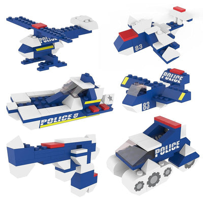 6 in 1 Police ABS Building Blocks Kit, Adventure Play Set (169 Pcs)