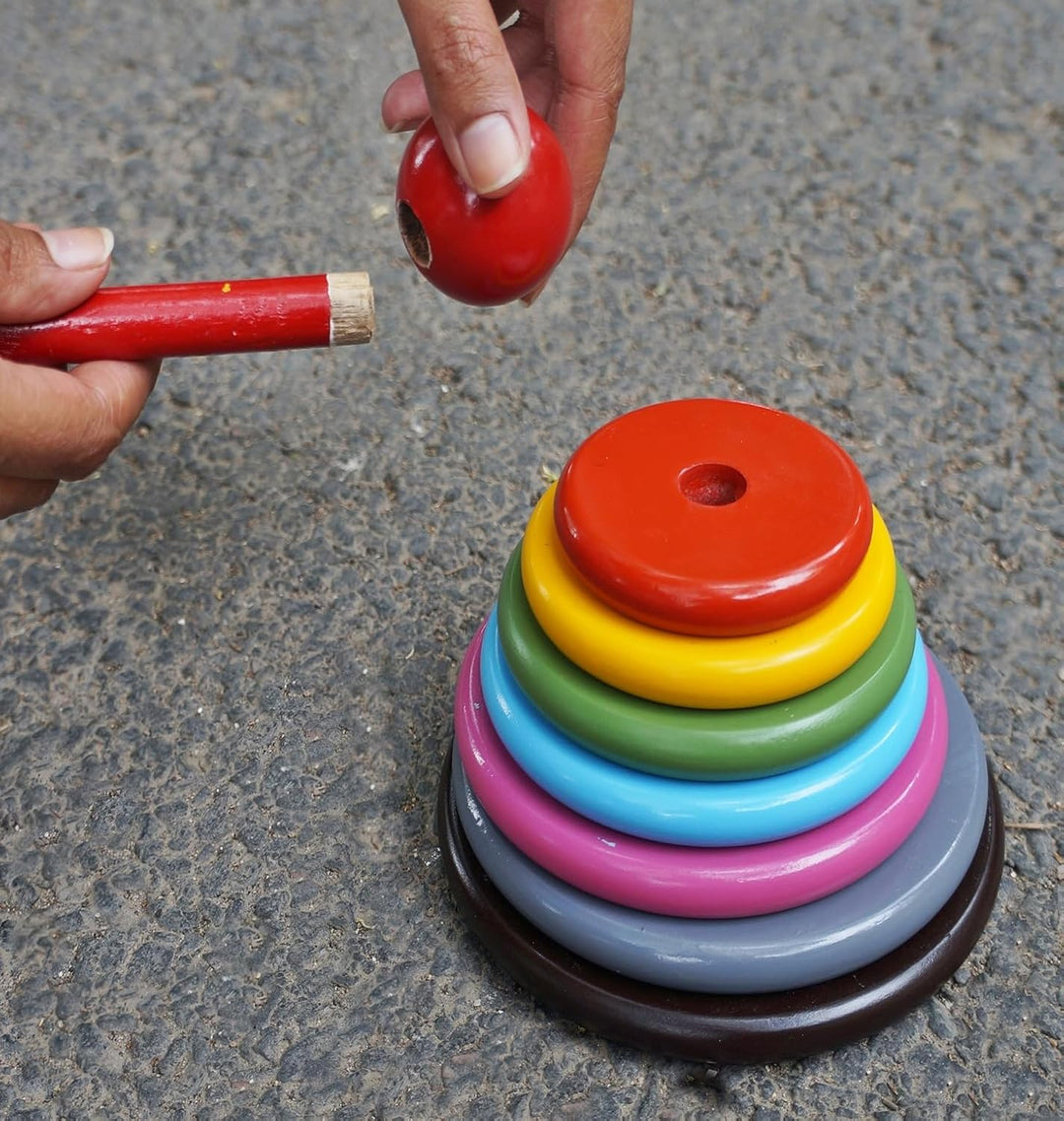 MUREN Wooden Lagori Pitthu – Seven Tiles | Traditional Indian Game Set