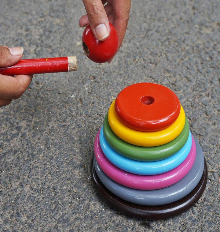 MUREN Wooden Lagori Pitthu – Seven Tiles | Traditional Indian Game Set