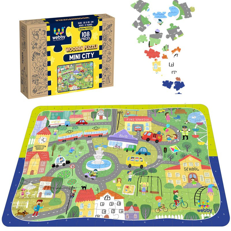 Mini City Wooden Jigsaw Puzzle, 108 Pieces