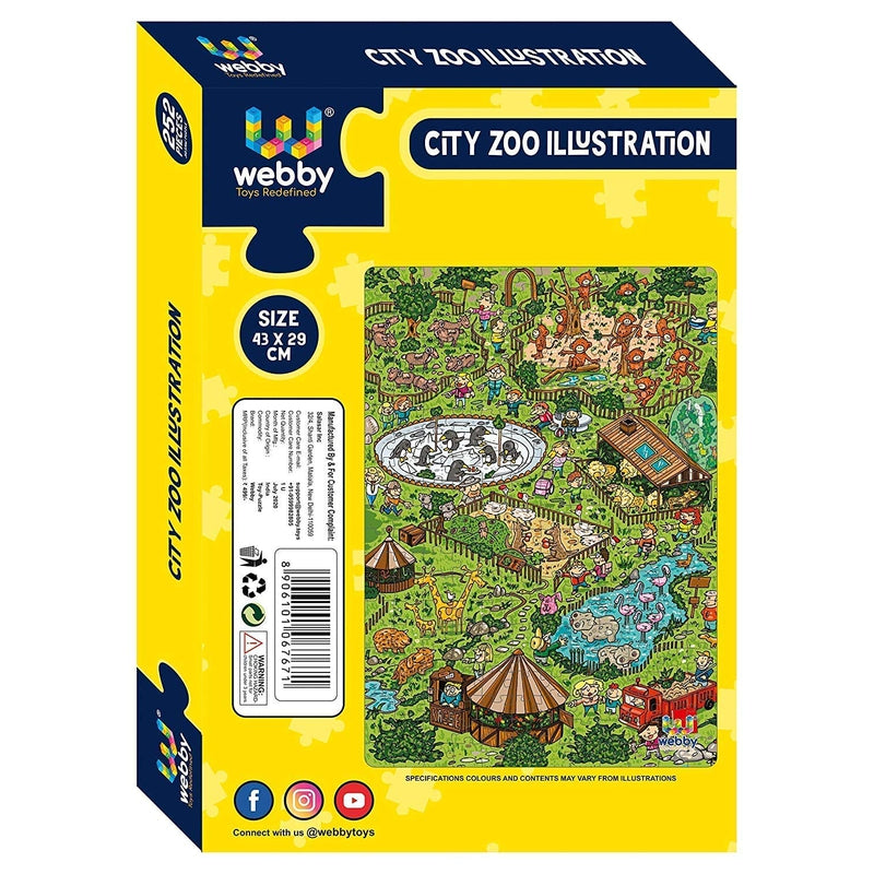 City Zoo Illustration Cardboard Jigsaw Puzzle, 252 pieces