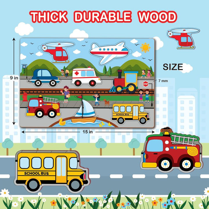 Wooden Transport Puzzle for Kids | Puzzle Board Toy for Pre-School