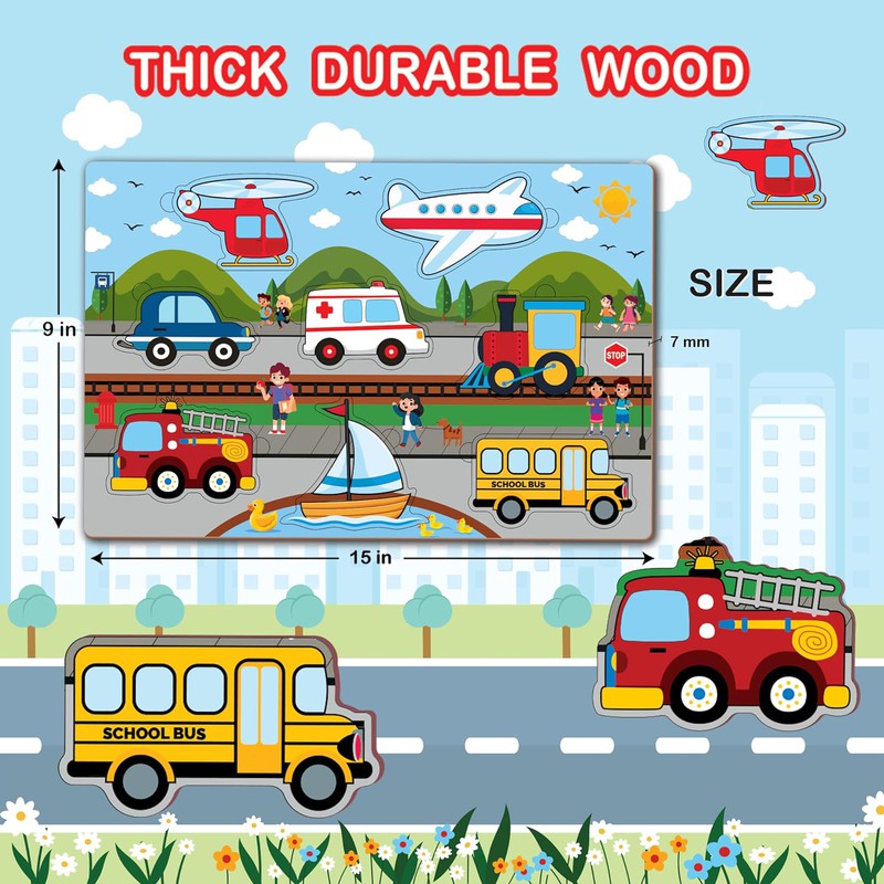 Wooden Transport Puzzle for Kids | Puzzle Board Toy for Pre-School