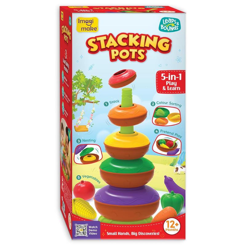 Buy 5 in 1 Stacking Pots - Color Sorting, Nesting & Pretend Play Toy (1 ...