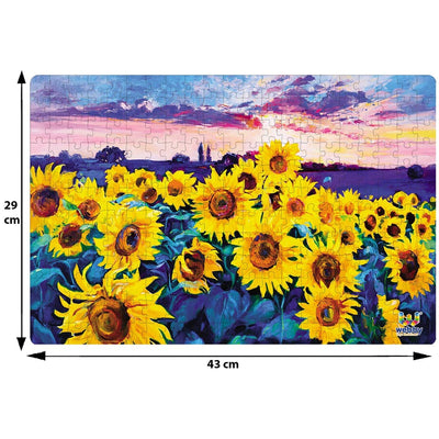 Sunflower Fields Painting Cardboard Jigsaw Puzzle, 252 pieces