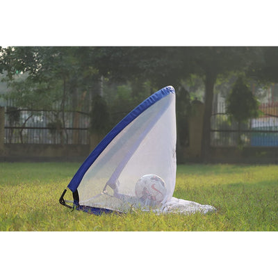 Fitfix Soccer Goal with Carry Bag - Portable Blue Pop up Net (120 cm x 80 cm)