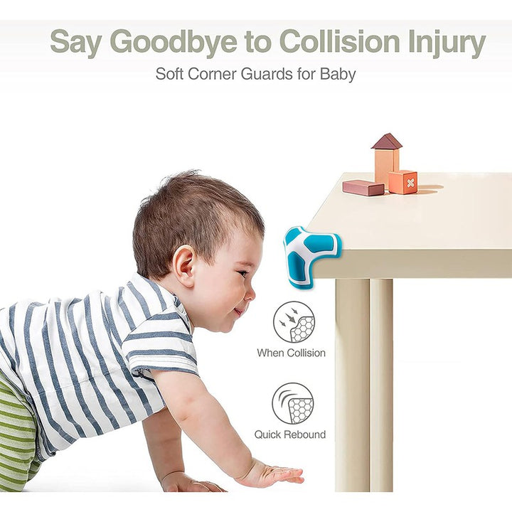 Silicon Anti-Collision Angle | New Baby Safety Three-Dimensional Protection Corner Table | 4 Pack | Blue