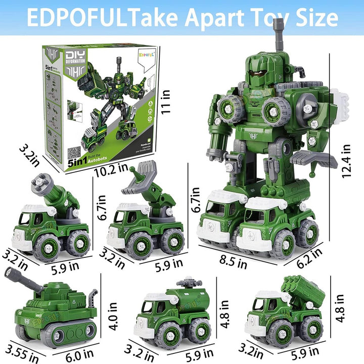 Tak Tak Toys Hyper Morphers 5-in-1 Military Vehicles Set | Build & Transform into Robot (3-10 Years)