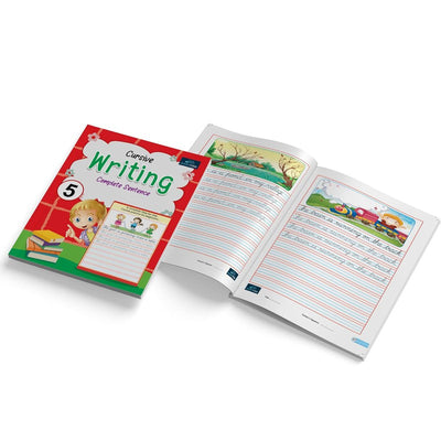 Writing Book For Kids - Set Of 4 Books - Alphabet Capital & Small , Cursive Writing Words(2-5) & Sentences , Cursive Writing Complete Sentences , And My Writing Book Of Complete Sentences