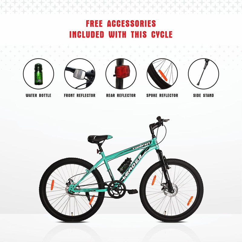 Torfin 26T MTB Mountain Bicycle without Gear Single Speed with FS DD Brake (Sea Green/Black) | 12+ Years (COD Not Available)