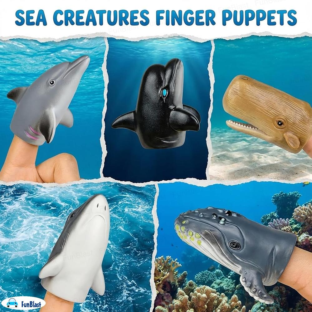 FunBlast Ocean Animals Finger Puppets | Storytelling Toys for Kids & Toddlers | Pack of 5