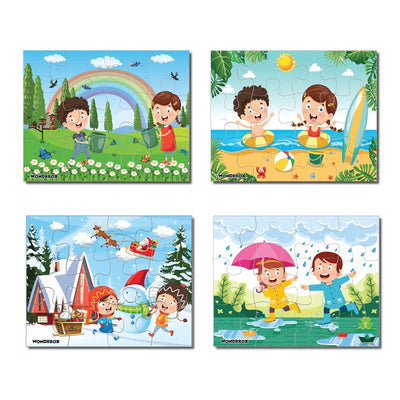 Seasons Jigsaw Puzzle Educational Toy | Set of 4 Puzzles (Multicolour, Size 10X8 inches)