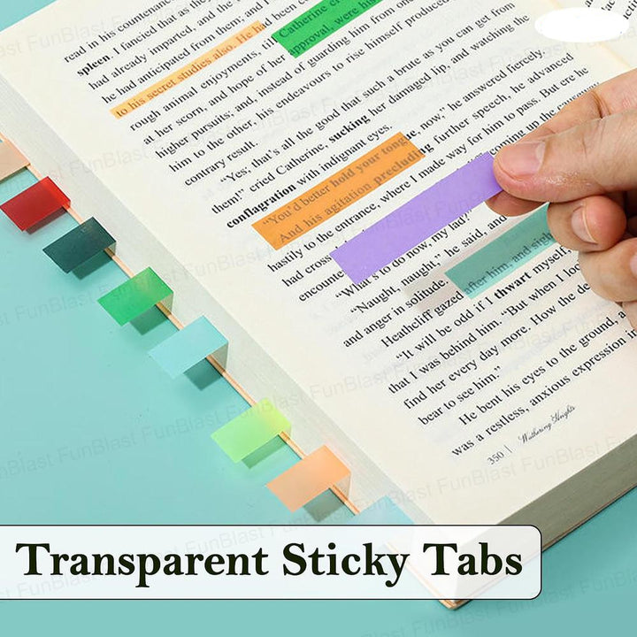 FunBlast Transparent Sticky Notes | Pastel Page Markers & Index Tabs with Ruler | 600 Pieces (Set 0f 3)
