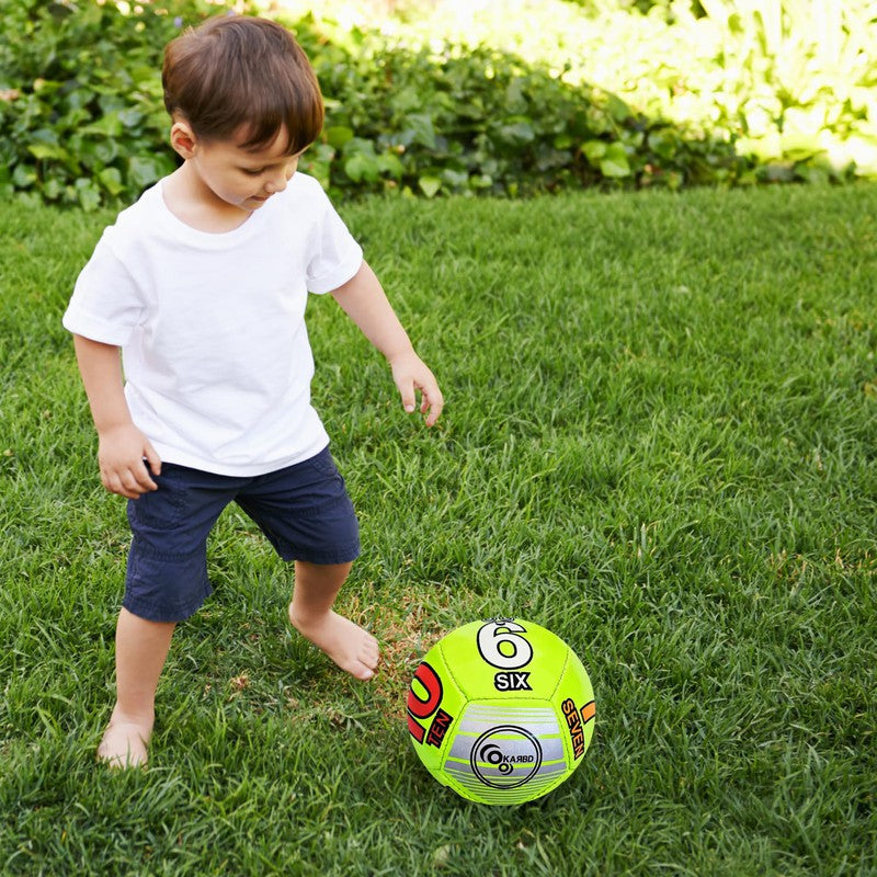 Football with Air Pump & Pin - Size 1 Mini, 12 Panel, PVC, Green Numbers Learning